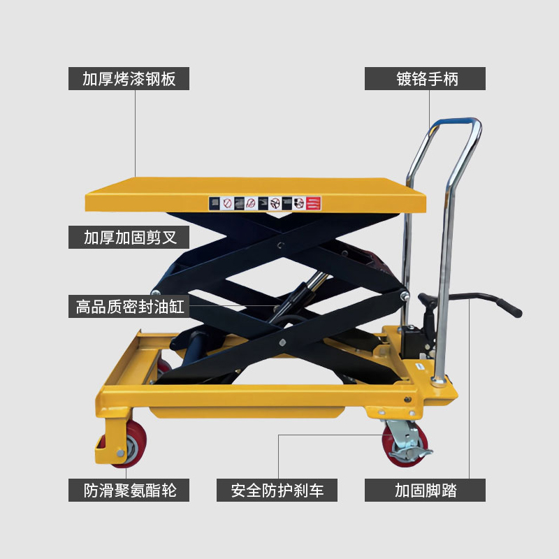 扬铁手动液压平台车分体泵 1.5米载重500kg升降平稳省力耐用高清大图