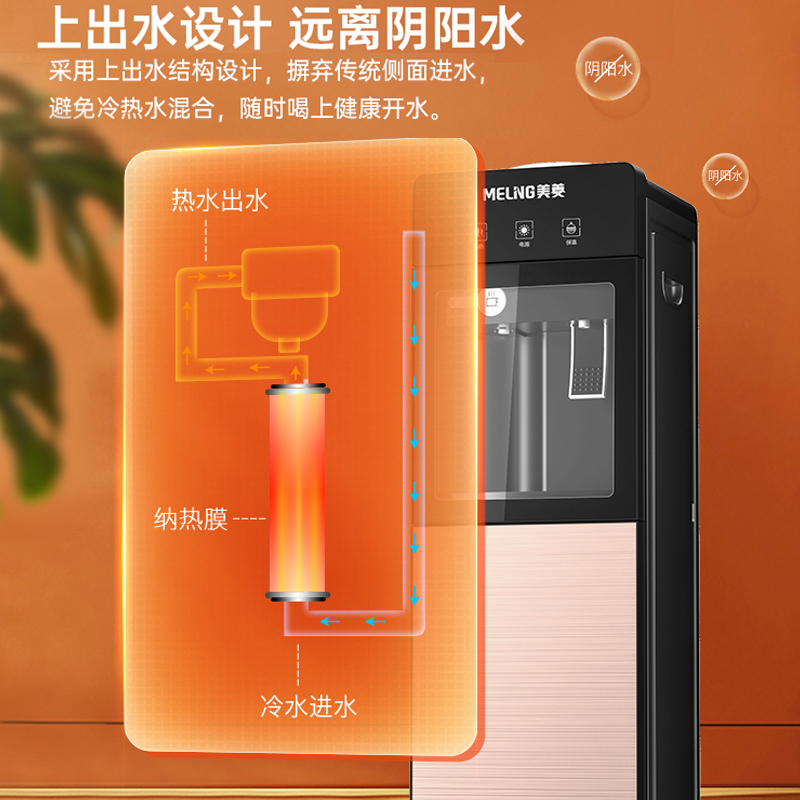 美菱(MELING) 饮水机家用冰温热型 食品级304不锈钢内胆 全自动新款双门立式柜式饮水机
