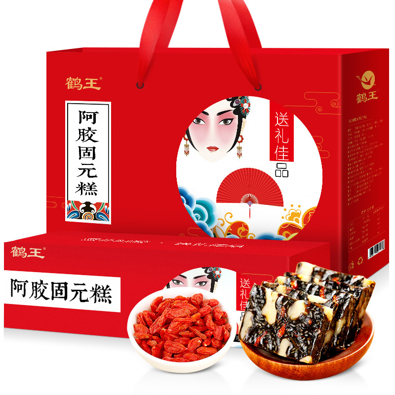 鹤王阿胶固元糕500g礼盒装即食阿胶膏阿娇糕阿胶糕膏方