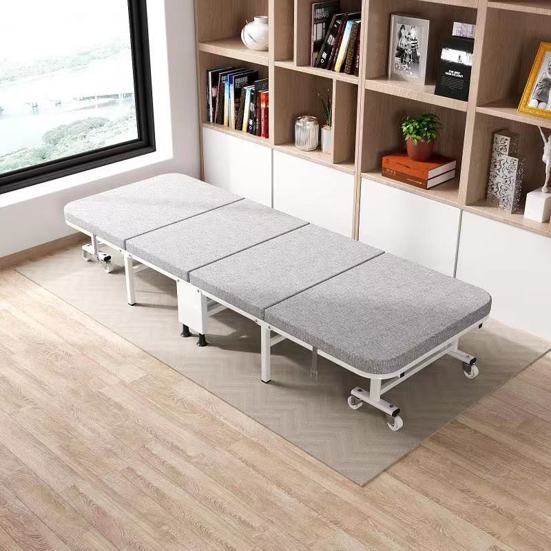 易企采 190*80CM床简易折叠床宿舍办公室午休床便携可移动收纳床公寓折叠床带轮行军床高清大图