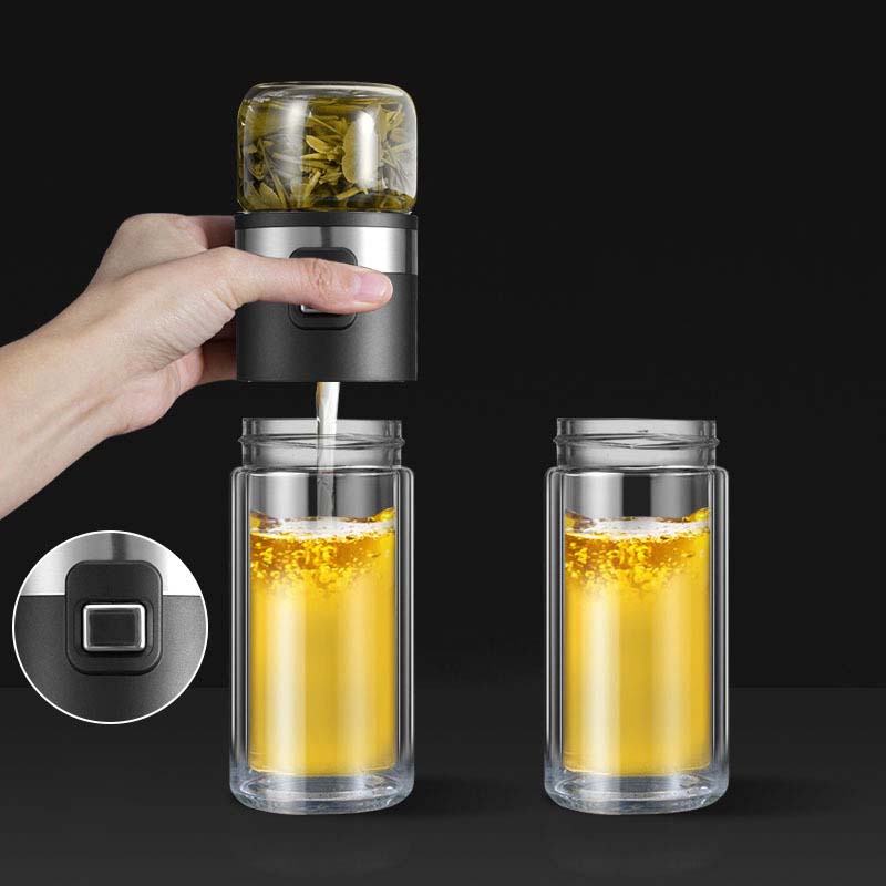 铁斯特 玻璃杯 茶水分离杯 双层玻璃杯(备注颜色)TST-B135高清大图