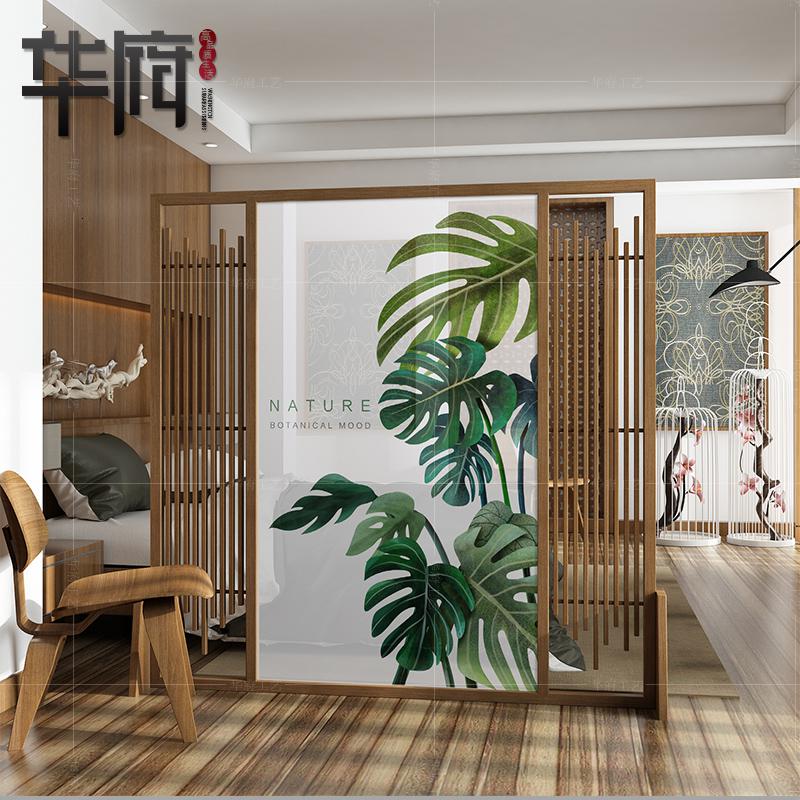 屏风隔断客厅卧室遮挡布艺玄关简约现代移动实木北欧风格座屏家用高清大图