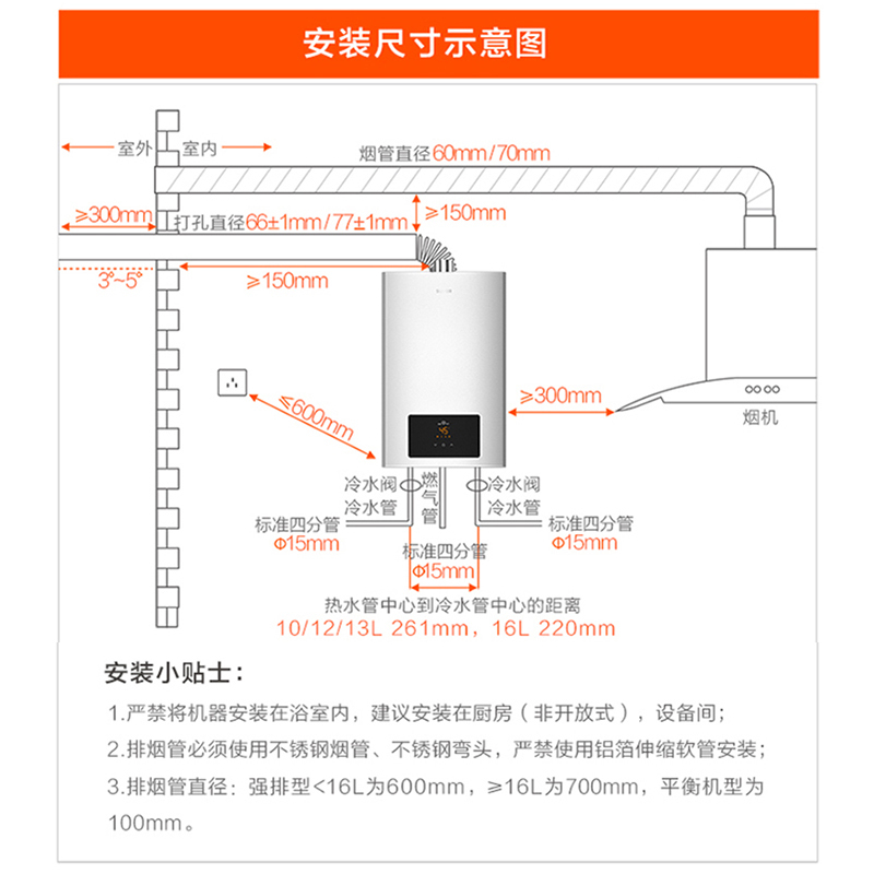 苏泊尔(SUPOR)NJ21+P10+JSQ23-12R-NK22侧吸式抽油烟机燃气灶具热水器三件套16立方(天然气)