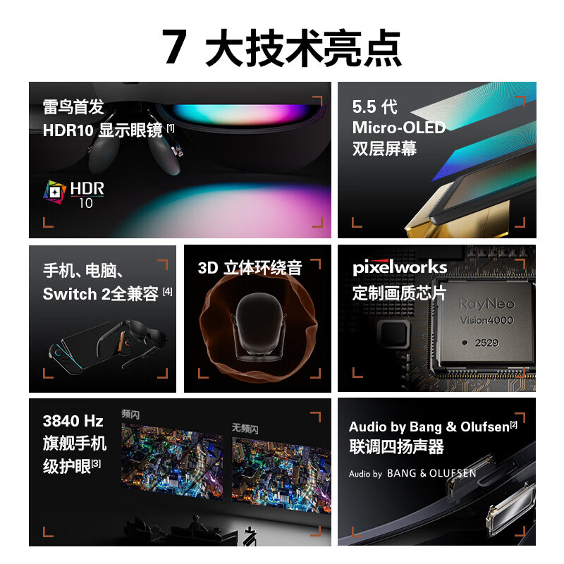 雷鸟Air4 智能AR眼镜 智能眼沉浸式体验超清视觉享受高清巨幕观影眼镜 便携眼镜高清大图