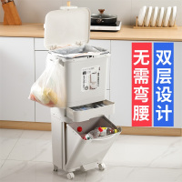 JEKO&JEKO 厨房垃圾桶家用带盖大容量高款干湿分离脚踩脚踏式垃圾桶