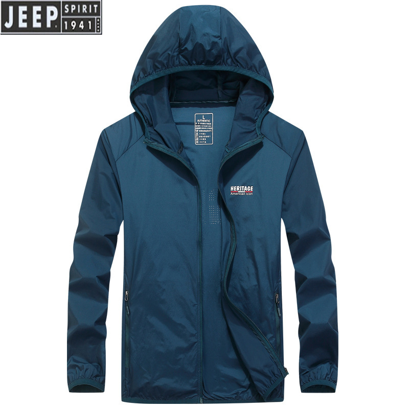 JEEP SPIRIT户外夏季防晒服男士透气皮肤风衣薄防紫外线外套3653