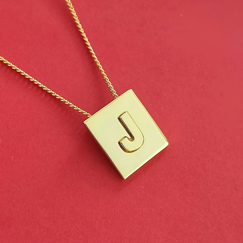 欧美26英文方块吊坠锁骨链简约个性潮网红lisa同款字母项链