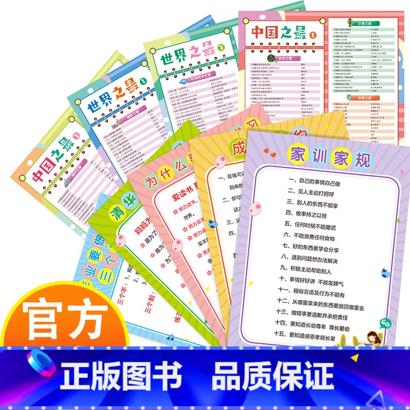 儿童挂图全9张 【正版】儿童家庭教育启蒙励志挂图 全9张不要错过儿童好习惯养成期 汲取新知识开拓大视野 防水防污