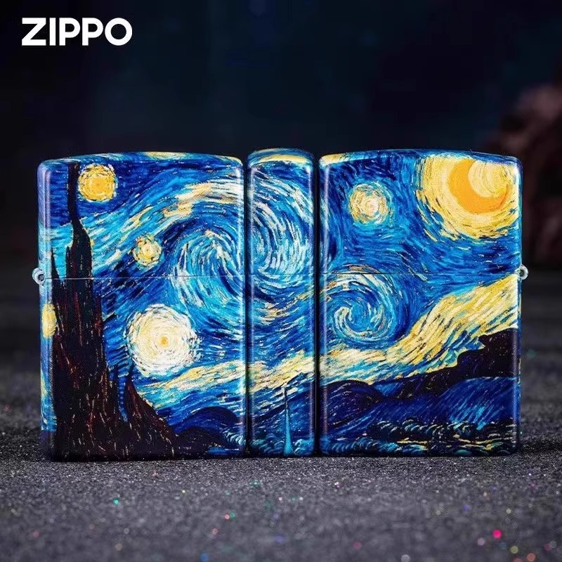 zippo打火机官方正品梵高星空彩绘男士正版专用燃油防风火机送礼男友生日礼物礼品