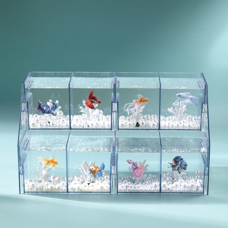 斗鱼缸桌面小型家用观赏鱼迷你鱼缸多层多格造景鱼缸水族箱图片