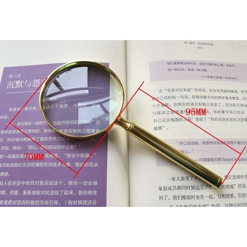 全铜高档高清手持放大镜20倍老人阅读儿童维
