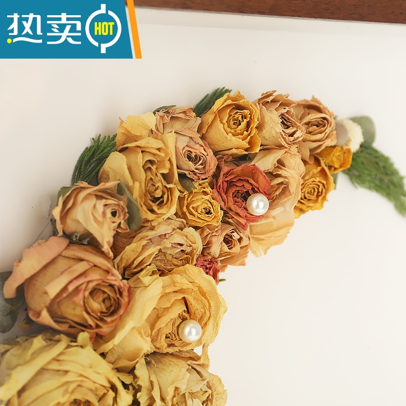 敬平放干花相框diy手工立体中空收纳制作保存满天星玫瑰花束画框摆台 白色边框中空3cm[送珍珠配件+月亮底纸) 6寸(1高清大图