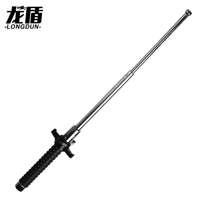 龙盾 实心打狗棒随身伸缩棒安防安保格挡棍26寸黑 银全长65CM