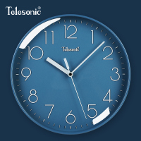 天王星( Telesonic)现代简约钟表家用客厅静音挂钟时尚北欧艺术轻奢装饰时钟大气个性创意卧室石英钟 10英寸蓝色【直径25.5厘米】扫秒机芯+365天质保