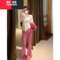 YIBUSHENG软糯瘦瘦裤微喇叭阔腿裤女高腰拖地长裤垂坠感休闲裤季新款裤长