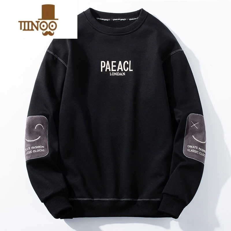 YANXU中山卫衣男士加绒圆领卫衣潮牌长袖男冬季2022上衣服外套高清大图