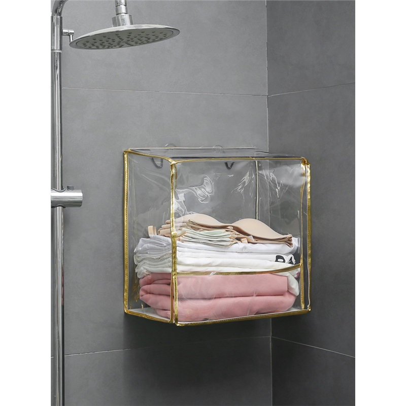 浴室收纳架洗澡放衣服藤印象防水袋柜卫生间厕所挂衣物置物架壁挂式