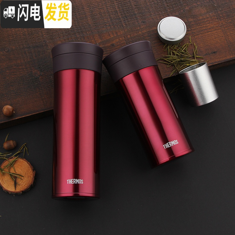 三维工匠不锈钢便携保温杯商务办公泡茶水杯男士带茶隔车载杯子TCMA 锈钢色400高清大图