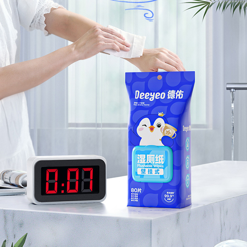 德佑湿厕纸80片*3包壁挂式企鹅款2007DYWP136(包装随机)高清大图