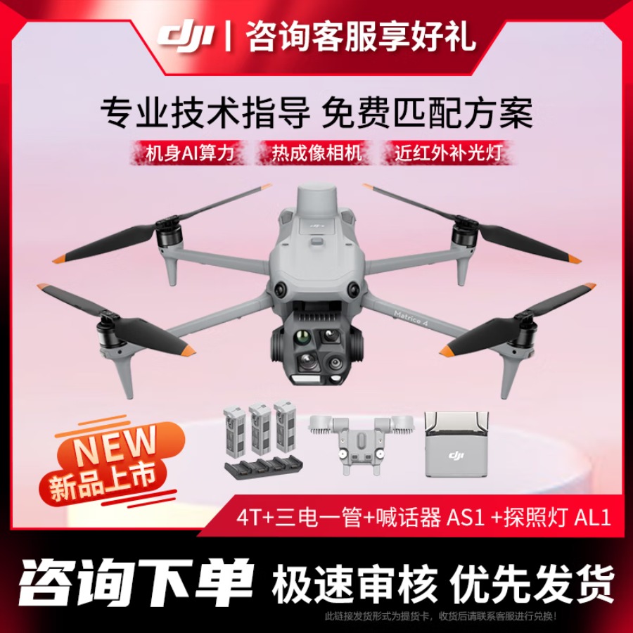 大疆 DJI 无人机 Matrice 经纬4T 智能巡检激光测距 全彩夜视热成像 旗舰版套装【含电池组+喊话器+探照灯】
