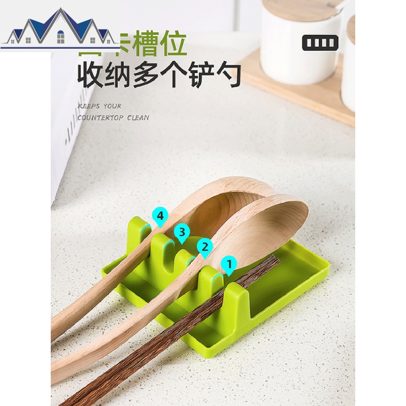 厨房台面锅铲架托免打孔坐式锅盖架带接水汤勺勺子铲子多功能置物 三维工匠收纳层架高清大图