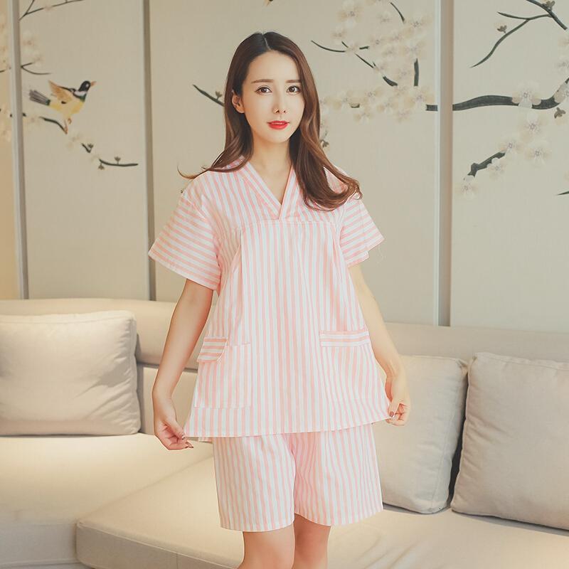 夏季睡衣韩版汗蒸服棉男女情侣款棉汉浴服桑拿服安然纳米粉红色26素色