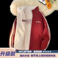 啄木鸟双面穿立领棉衣外套男士秋冬季潮牌高街户外加绒加厚保暖秋 M推荐90-120斤 酒红升级款