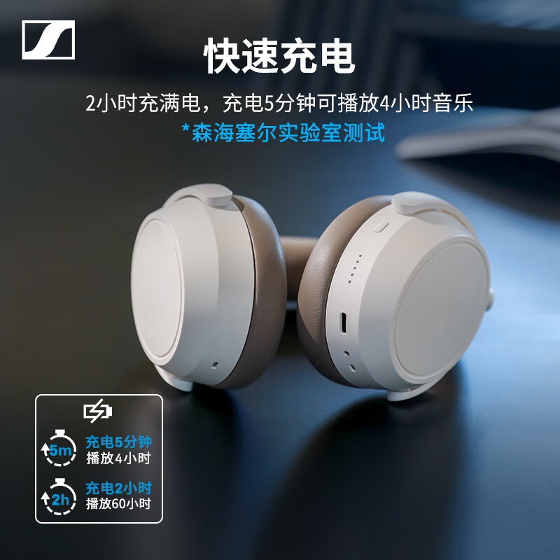 森海塞尔(Sennheiser)MOMENTUM 4无线耳机大馒头4主动降噪无线蓝牙头戴式耳机白色