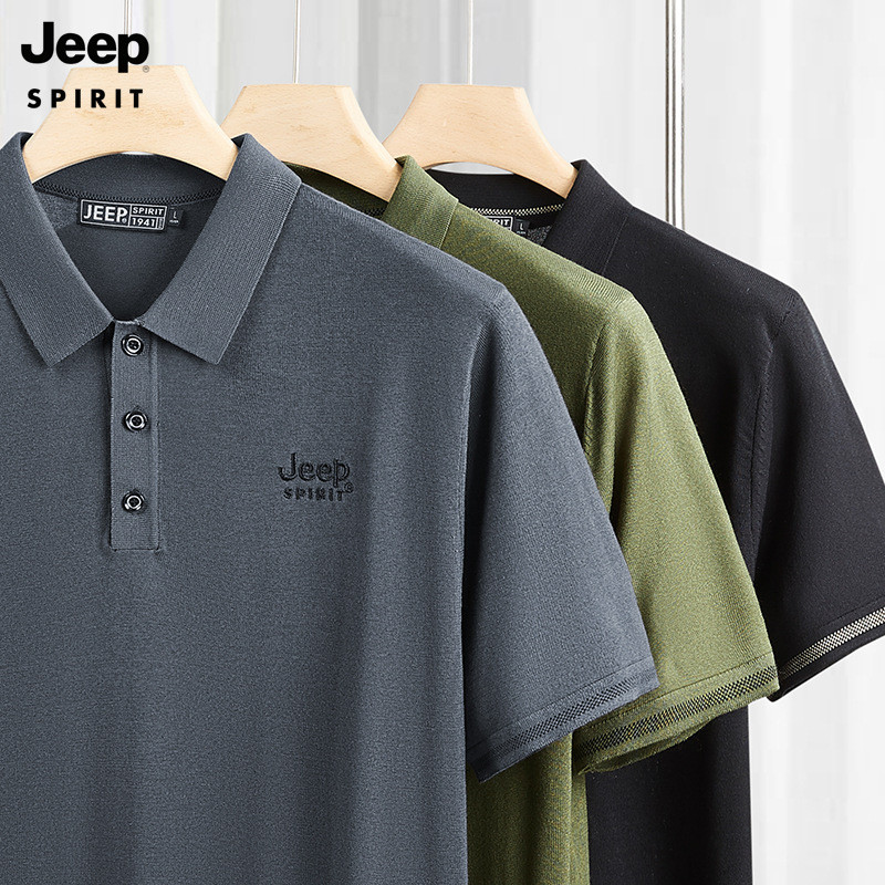 JEEP SPIRIT短袖polo衫男士夏季新款轻商务纯色翻领凉感半袖T恤男