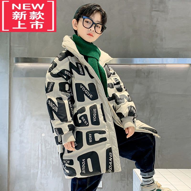 可莉允男童羽绒棉服冬装2022新款儿童亮面免洗棉袄洋气加厚中长款大童衣图片