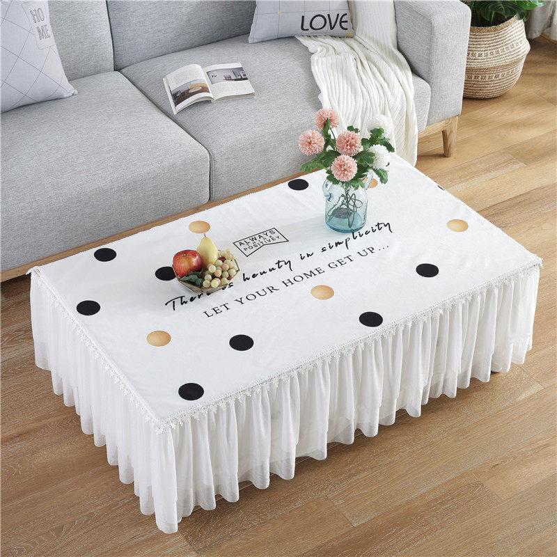 家柏饰(CORATED)茶几桌布蕾丝长方形客厅家用防尘垫电视柜盖巾布艺全包茶几布套罩高清大图