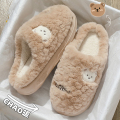 可爱雪莉玫棉拖鞋女款2025新款秋冬季保暖毛绒室内家居棉拖女冬天 米色【小熊】 36-37适合35-36（内长230MM