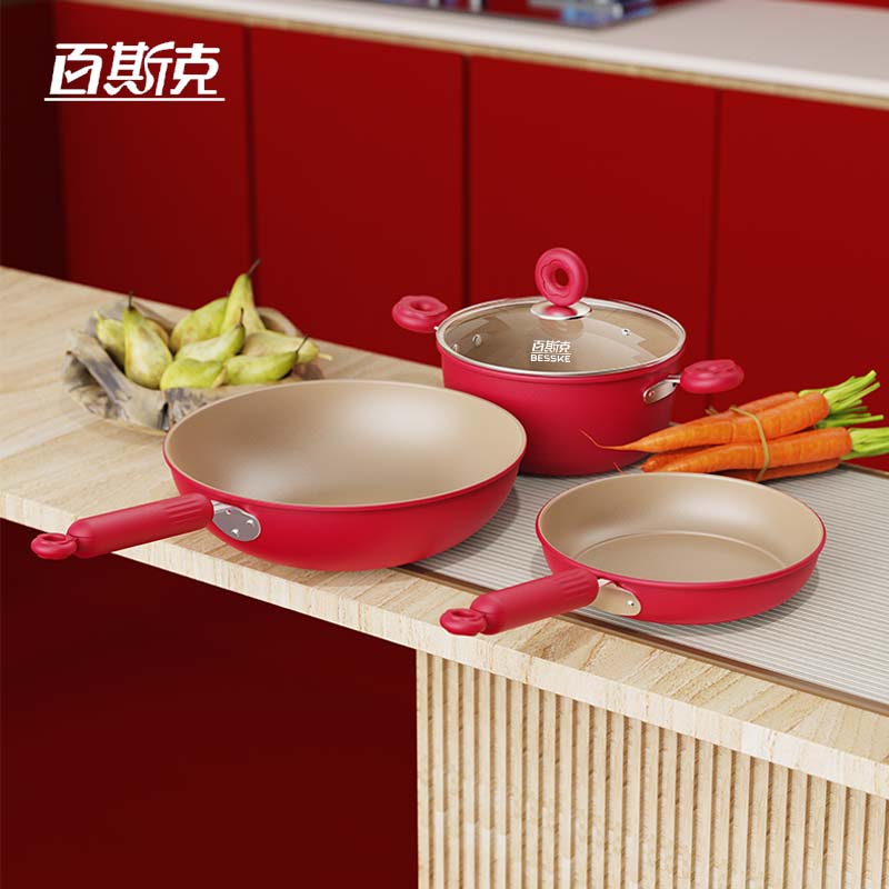 百斯克BSK-GT250506钛有味聚福三件套炒锅30cm+汤锅22cm+煎锅22cm(单位:套)高清大图