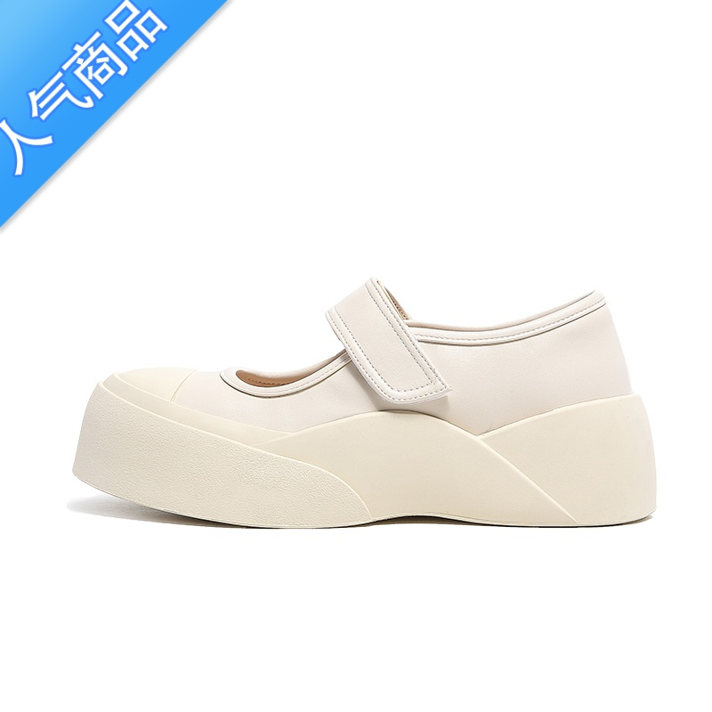 SUNTEK法式小白鞋玛丽珍女鞋2023年夏季新款丑萌复古厚底大头单鞋