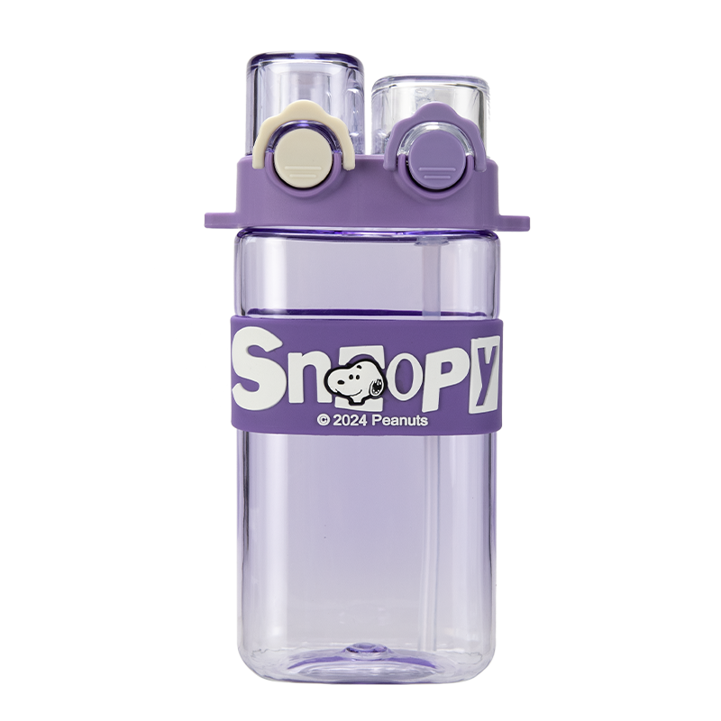 SNOOPY史努比卡通吸管杯学生直饮杯男女生便携随手杯大容量夏季杯 紫色500ML