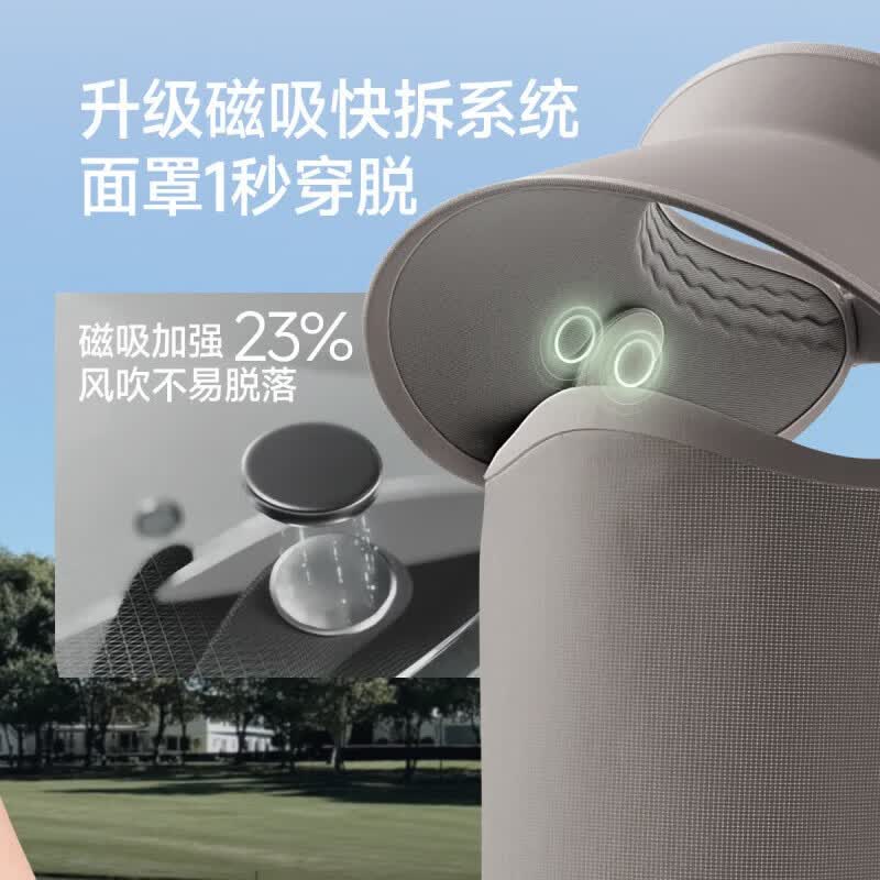 蕉下 女士网纱透气空顶面护帽防晒帽女遮阳帽防晒面罩防紫外线太阳帽 漫暮黑 SS020高清大图