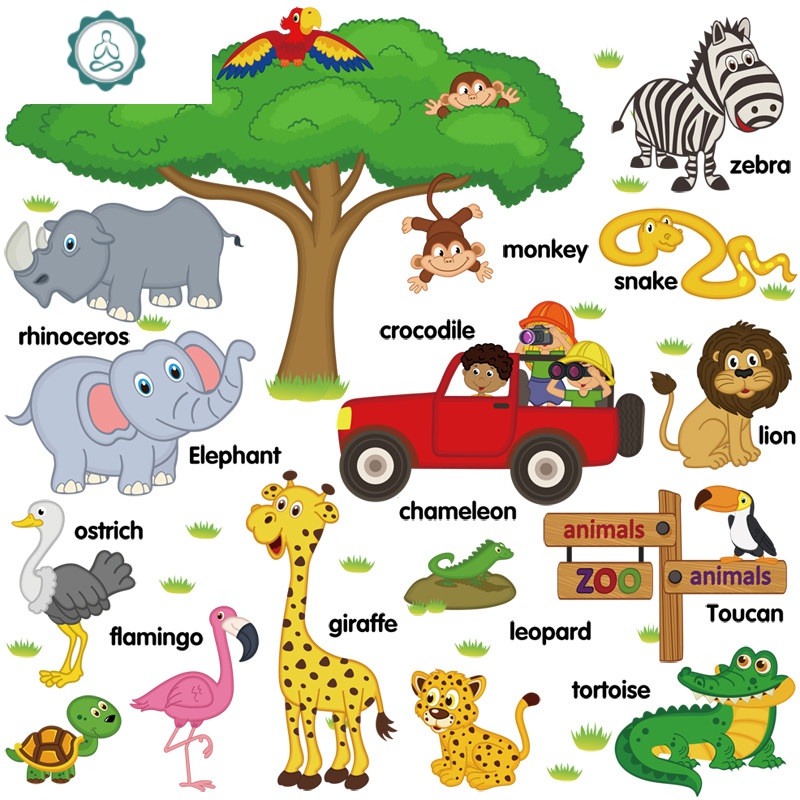 婴儿贴画墙贴早教启蒙卡通动物英语贴纸宝宝墙壁墙上贴图儿童 封后