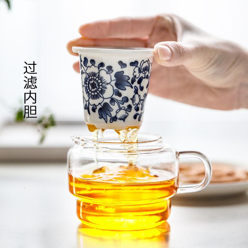 家柏饰(CORATED)玻璃飘逸杯过滤带盖茶壶陶瓷内胆便携家居旅行一壶一杯冲茶器高清大图