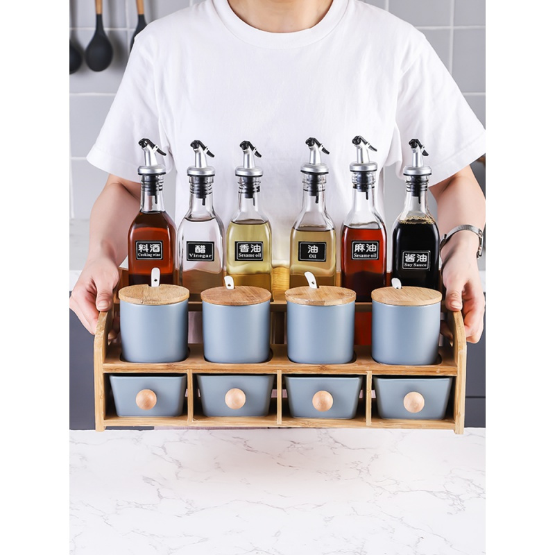 厨房装酱油瓶醋瓶油瓶套装烘焙精灵家用欧式倒油玻璃油壶不漏油调料壶 -灰色11件套