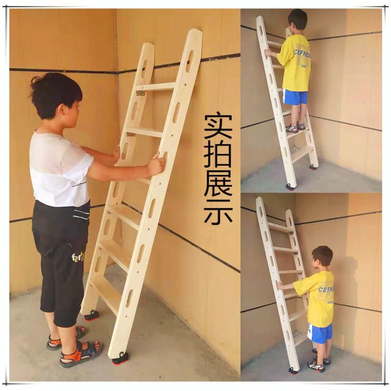 家用加厚防滑实木直梯室内木制阁楼楼梯带扶手梯简易五步原木梯子 三维工匠 标准款8踏(材料厚2cm家用梯高清大图