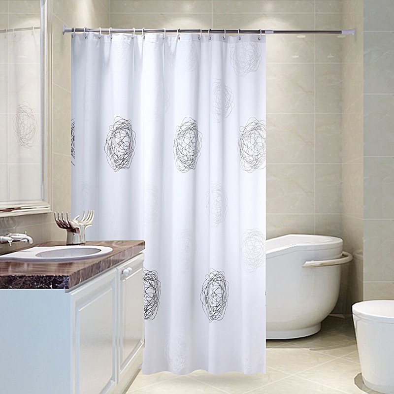 高档浴帘卫生间防水防霉浴帘布素雅浴室挂帘隔断帘子布送挂钩1默认