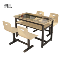 渭星餐桌4人学校食堂小吃店快餐桌椅饭堂钢化玻璃桌1200*600*750含椅