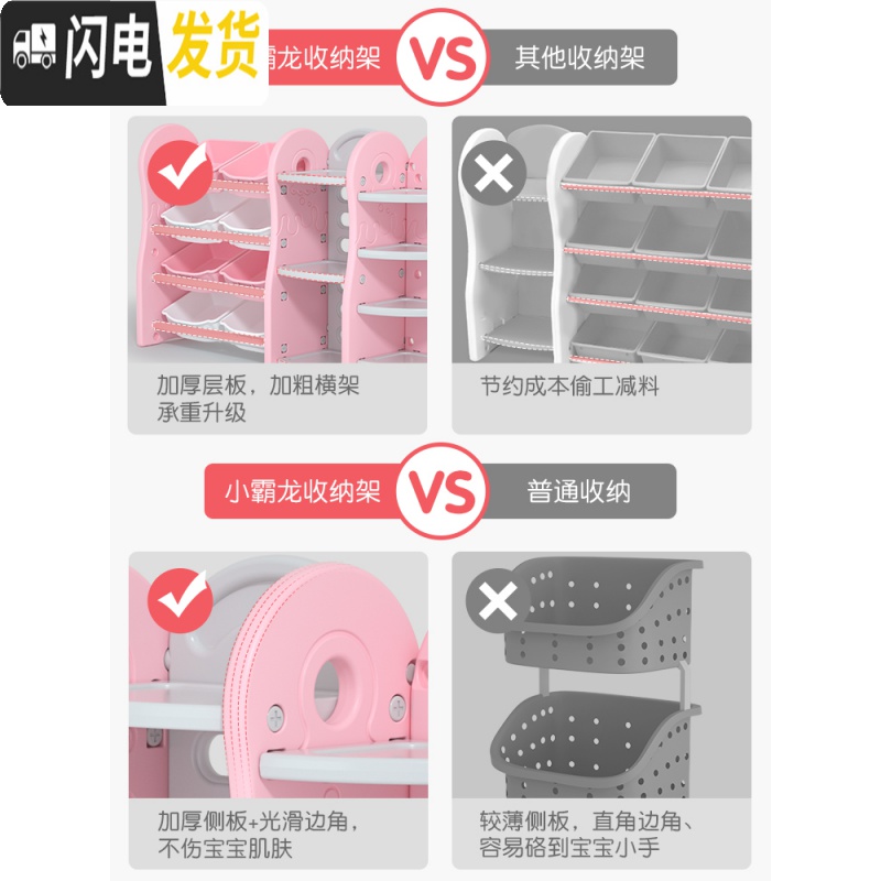 三维工匠儿童玩具收纳架宝宝书架塑料储物柜整理架大容量多层置物架收纳柜高清大图