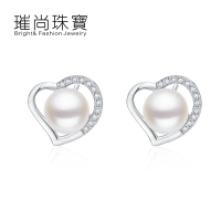 BF璀尚珠宝 清新可人 925银珍珠耳环爱心款 BFZE0028