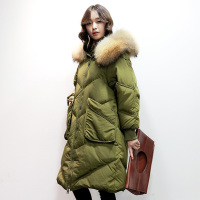 yaloo/雅鹿羽绒服女中长款 新款冬季韩版过膝连帽加厚潮