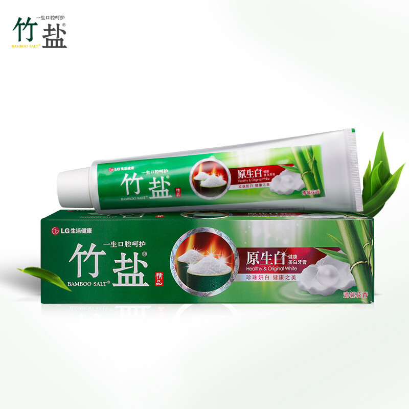 LG竹盐原生白健康美白牙膏145g*3支 珍珠精华 口气清新
