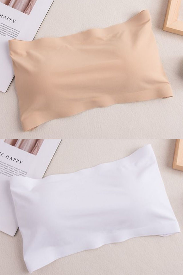 吊带内衣女打底上衣露肩裹胸式抹胸聚拢文胸抹胸 肤色 白色【2件装】