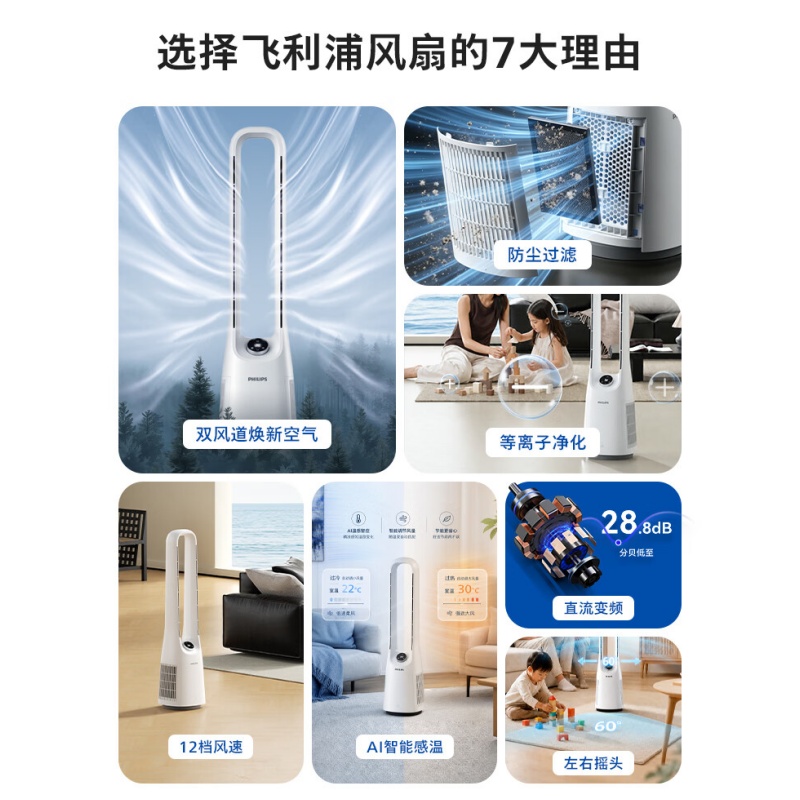 飞利浦(PHILIPS)无叶塔扇电风扇 ACR3144BF(单位:台)高清大图