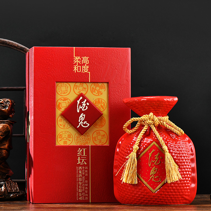 [酒鬼官方授权]酒鬼酒52度高度柔和红坛500ml馥郁香型 国产白酒高清大图