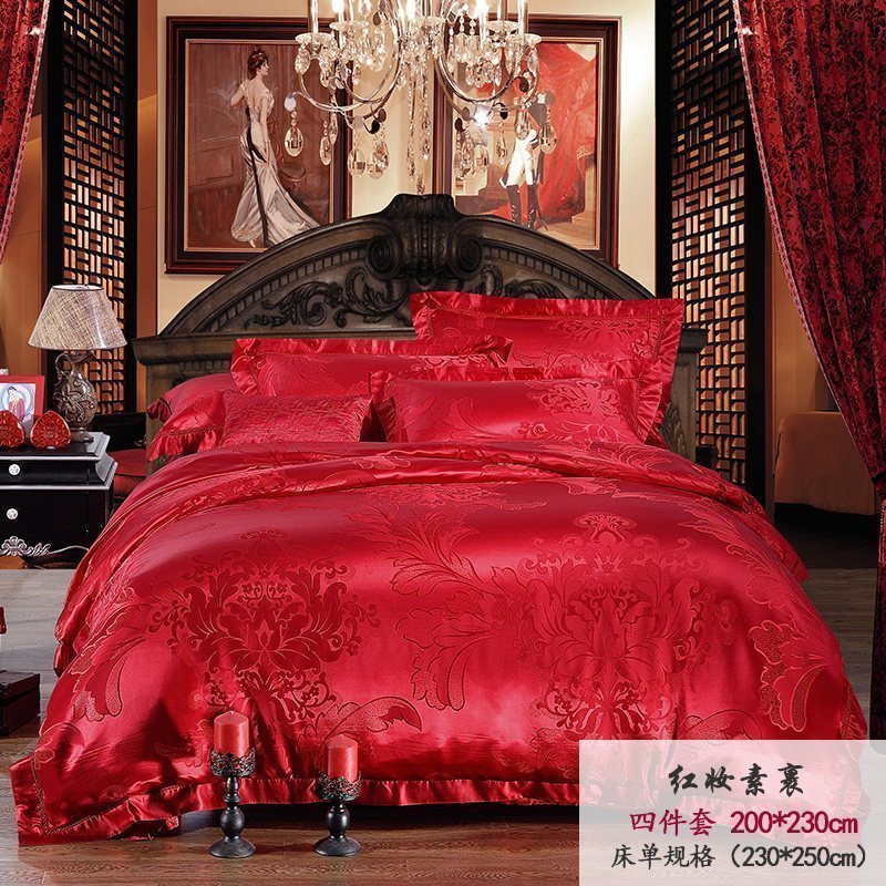 美帮汇真丝六件套色宽幅双面丝绸四件套床单婚庆床品蚕丝被套高清大图
